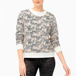 J. Crew Re-Imagined Zebra Print Large Crewneck Sweatshirt Tan Animal Print‎